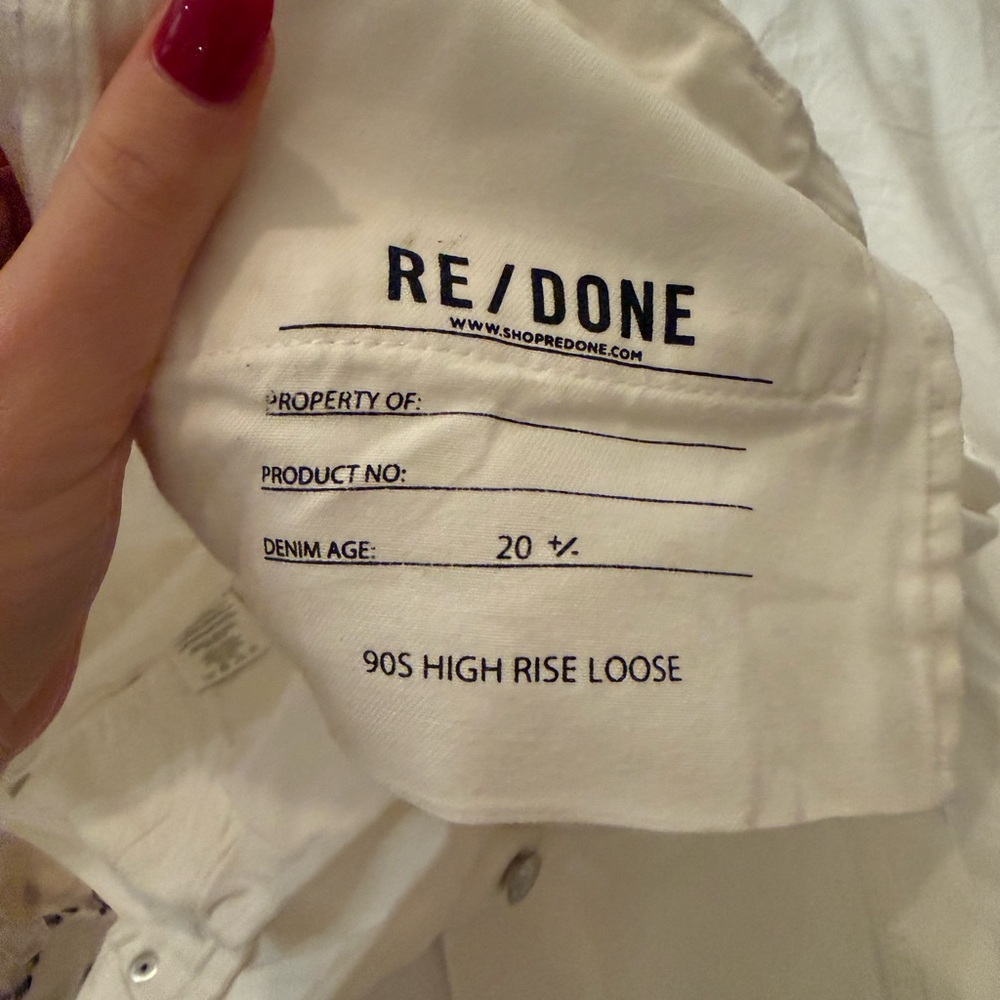 Re/Done High Rise Loose Ripped White Jeans - Picture 8 of 11